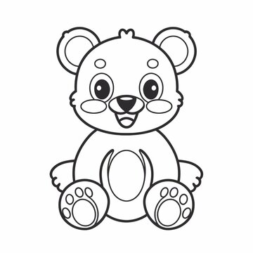teddy bear silhouette for coloring, on white background