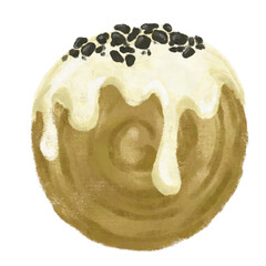 Cromboloni with Strawberry, matcha, chocolate, cookies and cream sauces