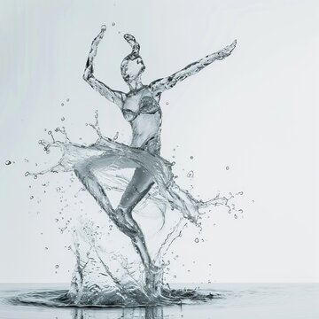 Ballerina in Water, Elegant Dance in a Serene Setting