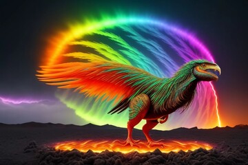 Special Bird Art with Rainbow colors. Generated AI