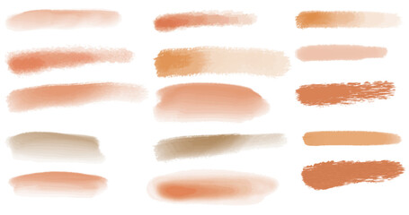 Sunset orange, peach fuzz watercolor background. Vector set of Brush strokes and splashes 