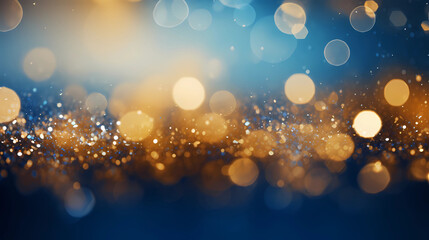 Blue and gold Abstract background and bokeh on New Year's Eve.