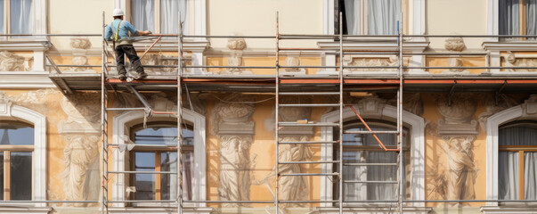 Fototapeta na wymiar A close up an scaffold at the renovation.