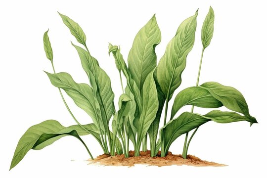 Illustration of a plantain herbaceous plant. Generative AI