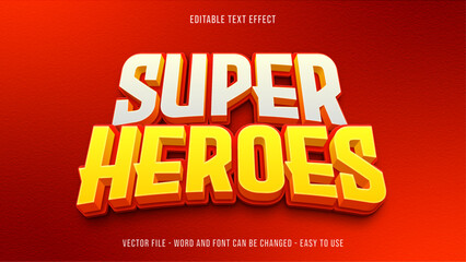 Editable text effect super hero, cartoon 3d text style