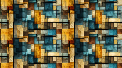 Modern seamless pattern in the style of Cubism, Neoplasticism and Bauhaus. Perfect for design, printing, web design