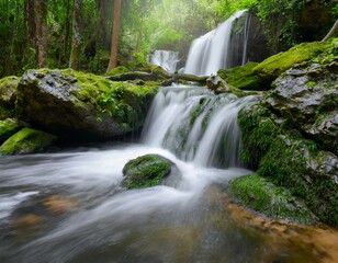 Fototapeta premium Waterfall flowing in the forest