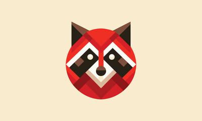geometrical red racoon vector logo 