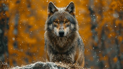 Majestic Wolf in Snowy Wilderness Gaze by Generative A.I.