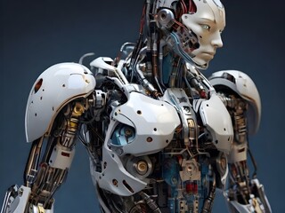 Fototapeta premium A prototype of robot cyborg soldier