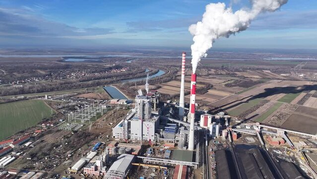 Aerial view of big coal heating plant