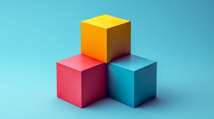 Obraz premium Cubes blancs minimalistes sur fond dégradé rose à bleu