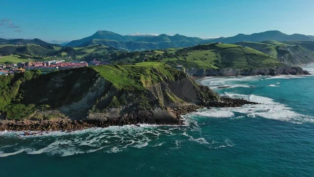 Pristine Zumaia Shoreline from Above, Spain