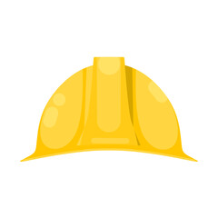 Construction helmet. Safety hat while working isolated on white background. Yellow plastic headgear. Vector illustration