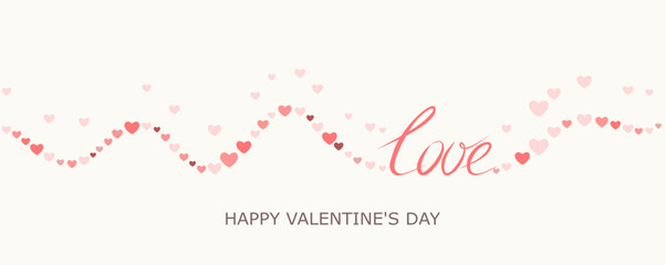 Obraz na płótnie Canvas Vector illustration. Valentine's Day. Inscription Love and hearts on light background, template, flat illustration