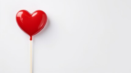 Heart shaped red candy on a white background, copy space, top view.