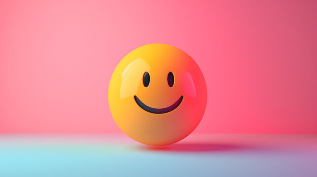 Naklejki Smile happy laugh emoji emoticon with colorful vibrant abstract shapeless gradient background, happiness concept
