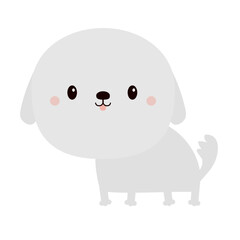Obraz premium White dog puppy icon. Round face icon. Cute cartoon kawaii pet baby animal character. Funny baby. Love greeting card. Sticker print. Happy Valentines day. Flat design. White background. Isolated.
