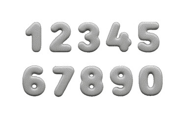 Stipple 3d numbers on a white background.
