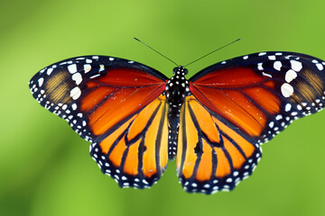 Fototapeta premium beautiful insects. butterfly with red wings of orange and black colors, close-up. insects concept