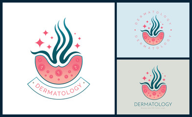 Dermatology skin care clinic and medicine beauty salon and spa logo template design