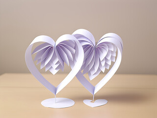 White Day Heart Paper Craft