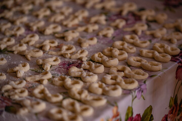 The Christian feast of the 40 Martyrs of Sebastia celebrated on March 9. Homemade dough placed in forms ready to be cooked