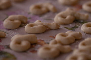 The Christian feast of the 40 Martyrs of Sebastia celebrated on March 9. Homemade dough placed in forms ready to be cooked