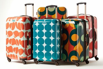 Vibrant patterned luggage. Generative AI