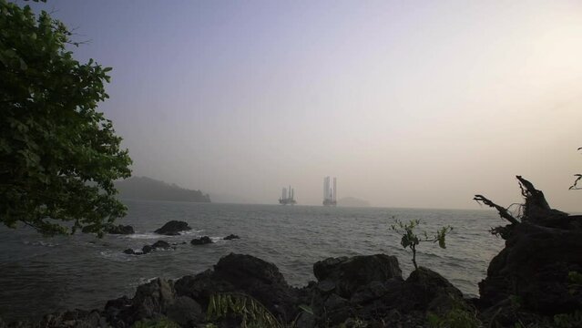 Oil platform on the coast of Limbe, Cameroon, Africa