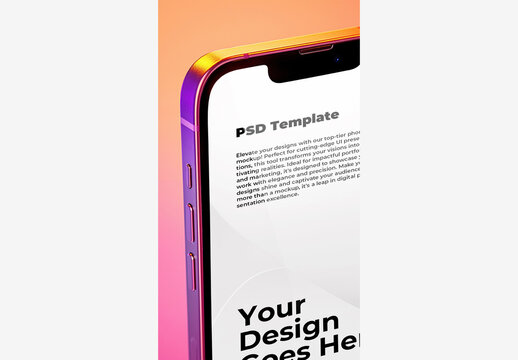 Colorful Mobile Mockup Phone Template with Vibrant Background and Circles - Stock Image
