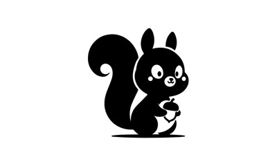 cute cartoonish Squirrel mascot logo icon , cute Squirrel silhouette or vector illustration