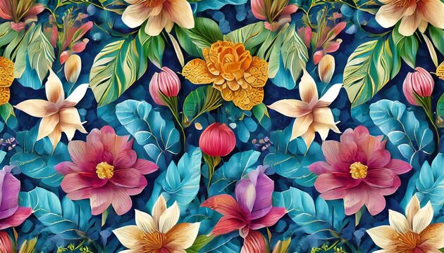 style exotic floral pattern wallpaper texture seamless modern style