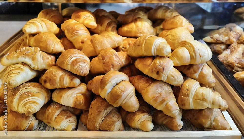 Wall mural mini croissants buns in the store