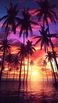 palm trees at sunset