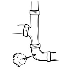 Hand Drawn Leaking Pipe Doodle 