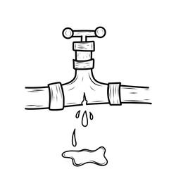 Hand Drawn Leaking Pipe Doodle 