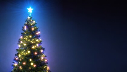 Fototapeta premium christmas tree with glowing neon lights and copy space
