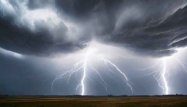 lightning and big storm in the sky made with