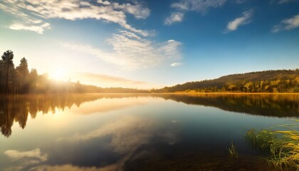 Fototapeta na wymiar tranquil lake scene at sunrise