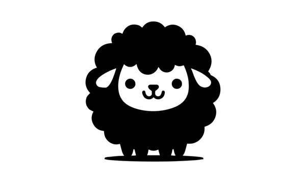 sheep front view cute minimal logo icon , cute sheep silhouette or vector illustration