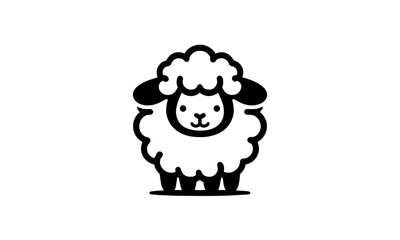 sheep front view cute minimal logo icon , cute sheep silhouette or vector illustration 02