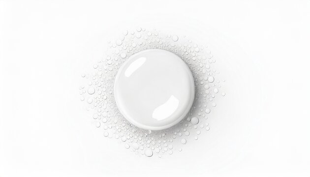 real image top view spilled water drop on the floor isolated on white background