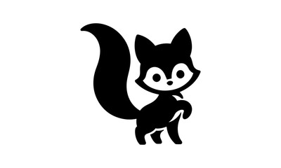 cute fox minimal logo icon , cute fox silhouette or vector illustration ,logo icon