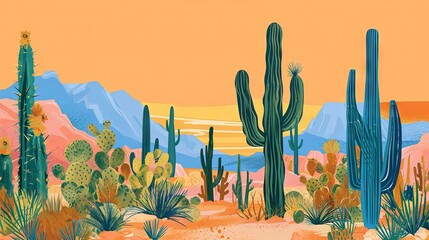cactuses in arizona desert - AI Generated Abstract Art