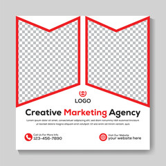 Creative marketing agency social media post design corporate square web banner template