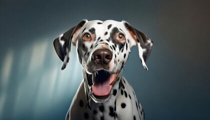 studio portrait of a dalmatian dog with a surprised face concept of pet photography 