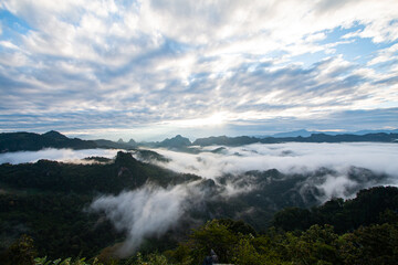 beautiful mountain mist sky scenery