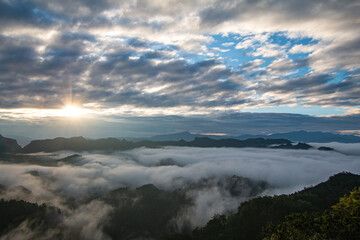 beautiful mountain mist sky scenery