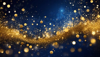 new year christmas background with gold stars and sparkling abstract background with dark blue and gold particle christmas golden light shine particles bokeh on navy background gold foil texture